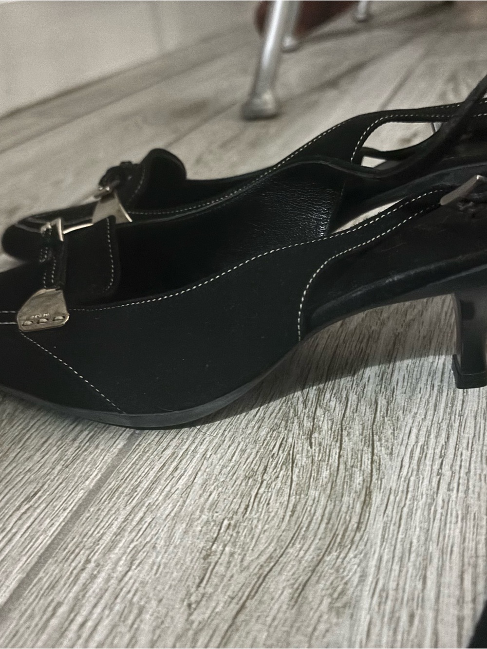 Vintage Prada Black Slingback Kitten Heels Contrast Stitch IT 38 - Picture 10 of 14